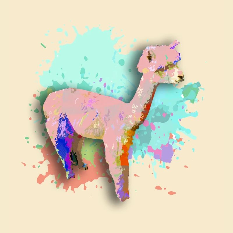 Alpaca, Llama, lama, farbklecks,graffiti,bunt