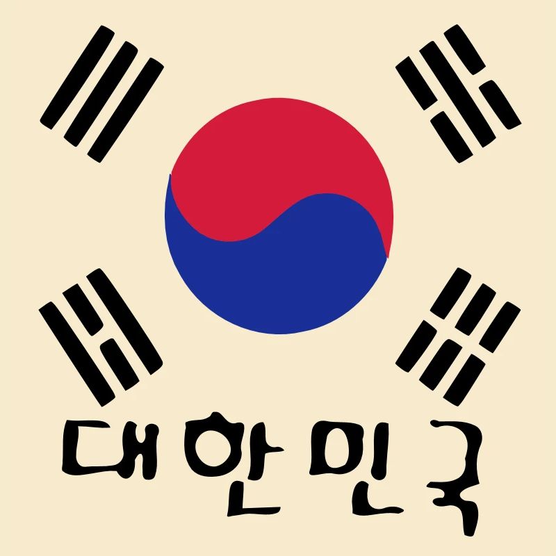 Corée du Sud drapeau et txt coréen