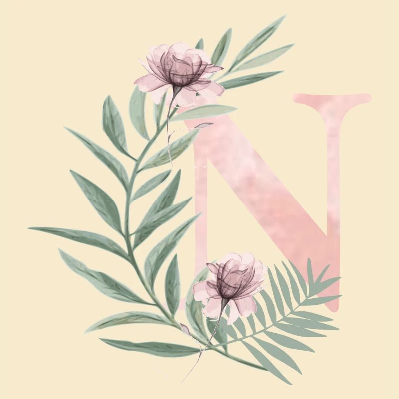 Buchstabe N mit Blumen