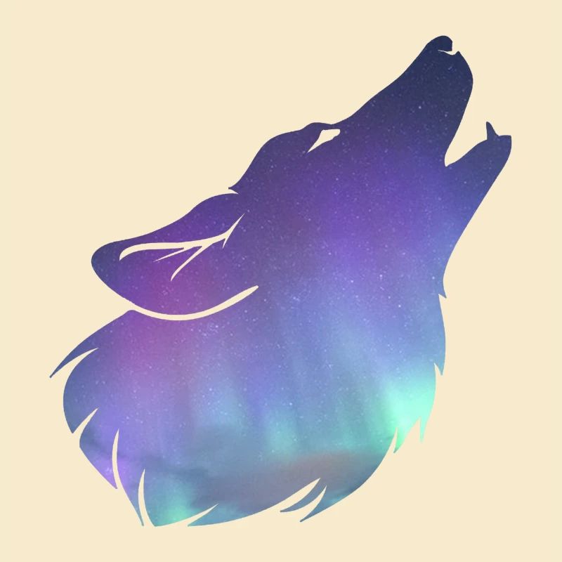 Wolf heeulen mit Nordlicht-Effekt