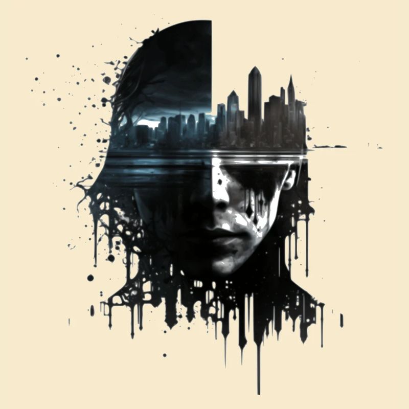 Cyberspace hacker in dystopian future