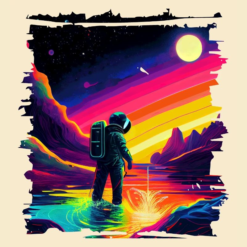 Outer Space Art Aquarelle Dégoulinant Spaceman