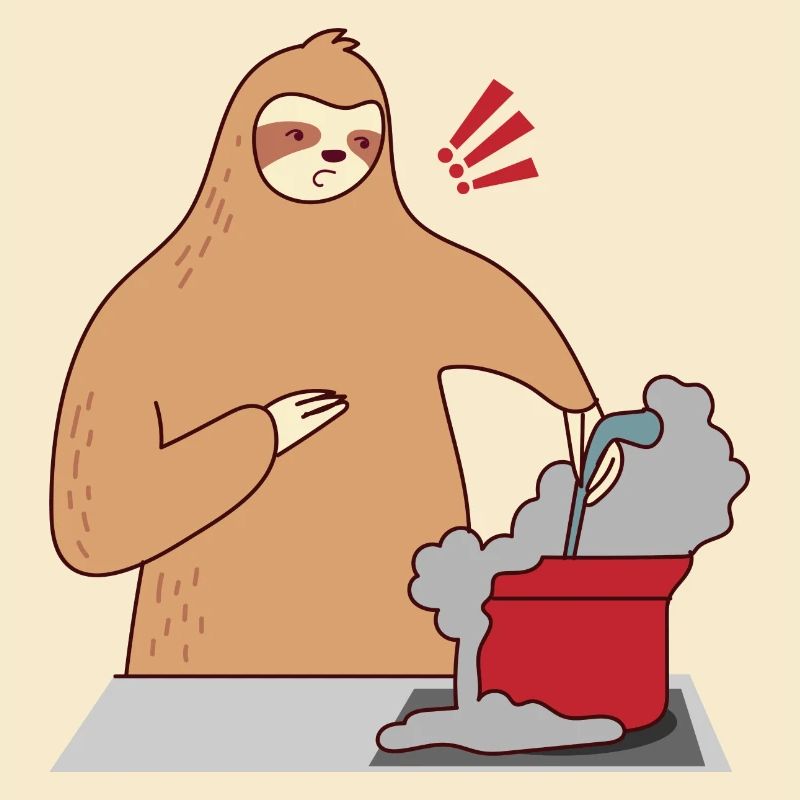 Sloth Cooking Falling Asleep Ironic Cute Sloth