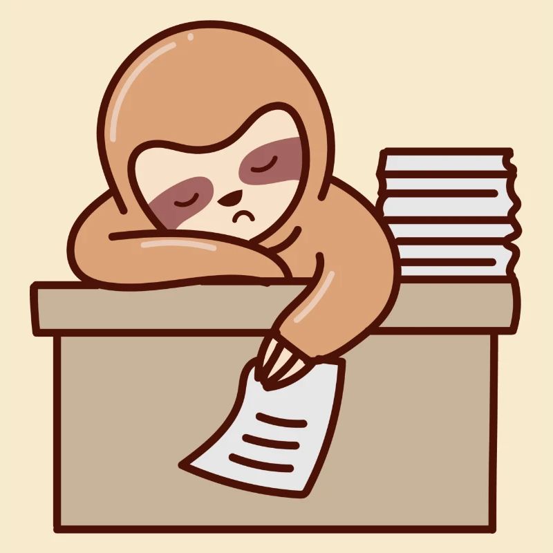 Sloth Working Falling Asleep Office Tired Monday