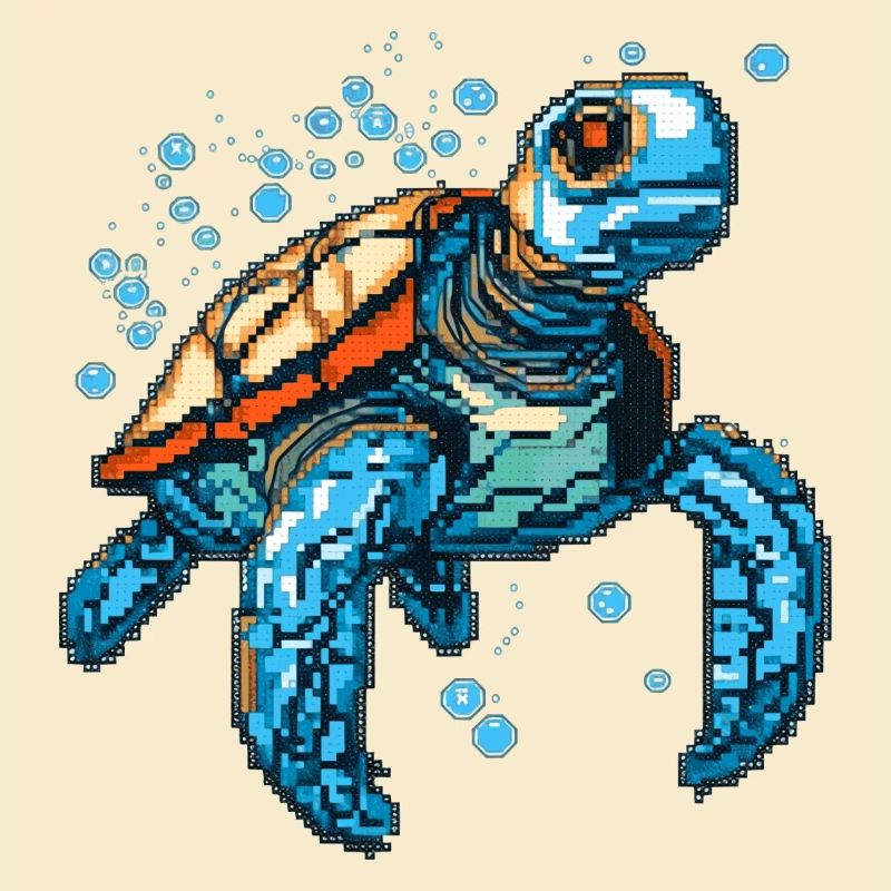 Turtle in 8 bit retro game graphics