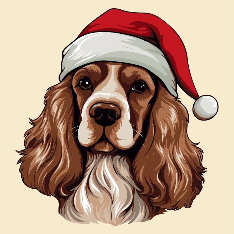 Cocker Spaniel Dog Christmas Head