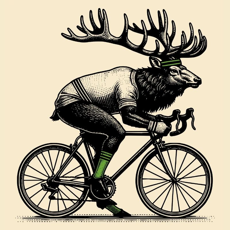 Radfahrender Elch