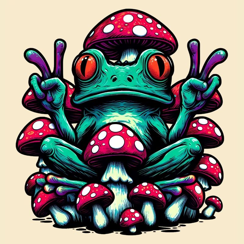 Frog with toadstool