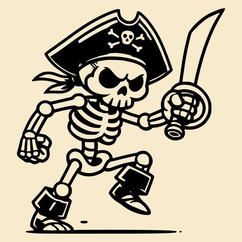 Squelette de pirate avec sabre