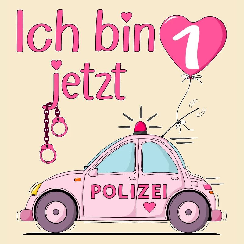 Polizeiauto Ich bin jetzt 1 Geburtstag Rosa