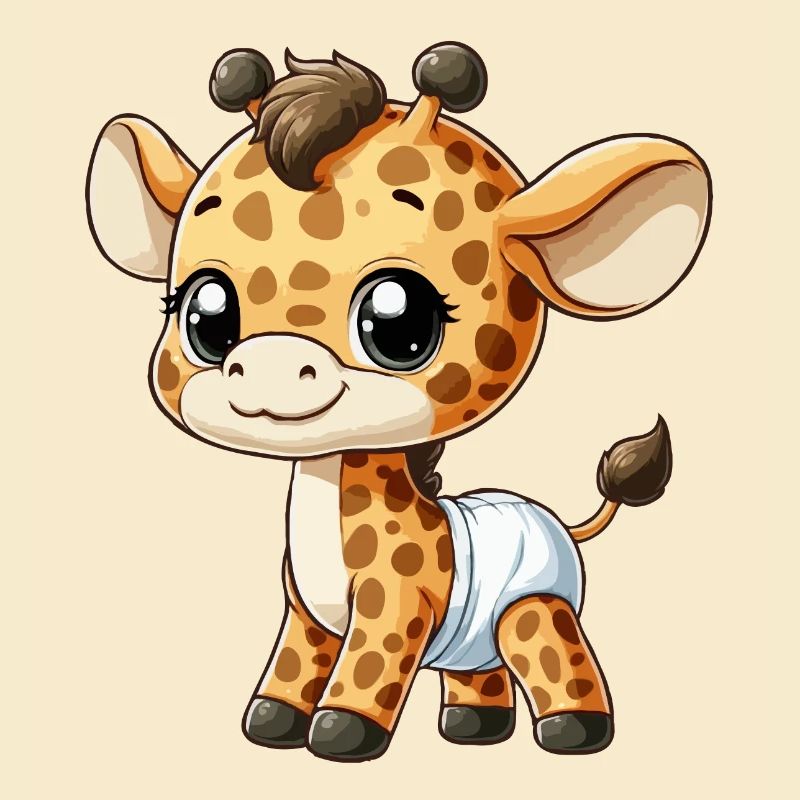 Baby-Giraffe mit Windel