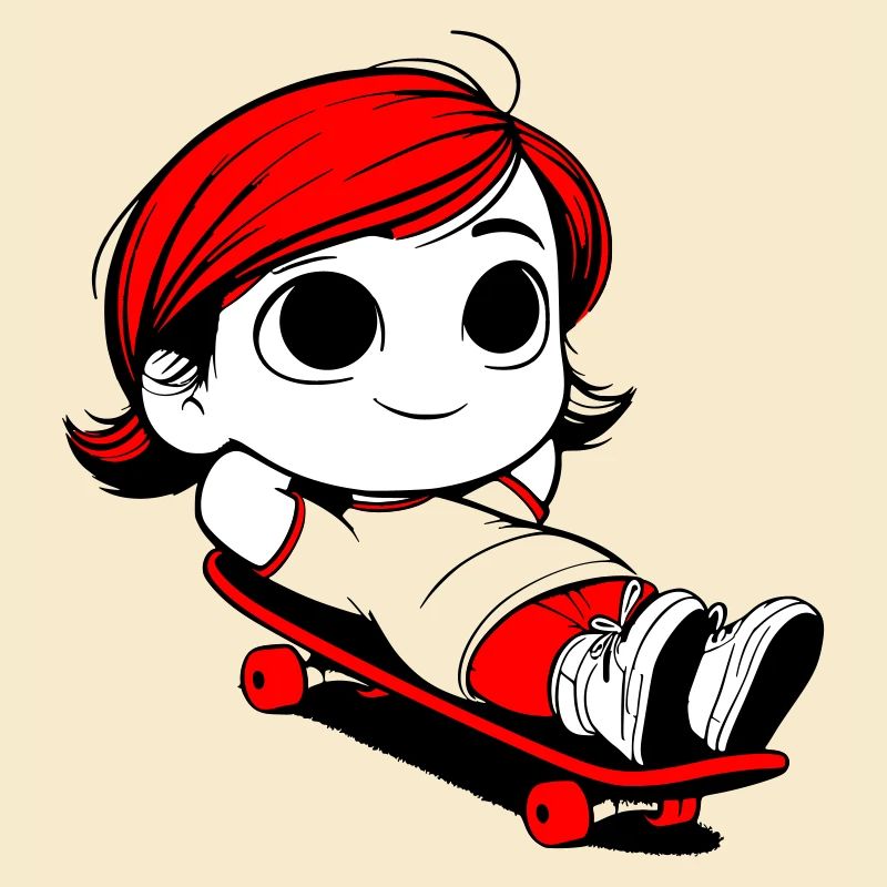 Kathy relaxed auf einem Skateboard
