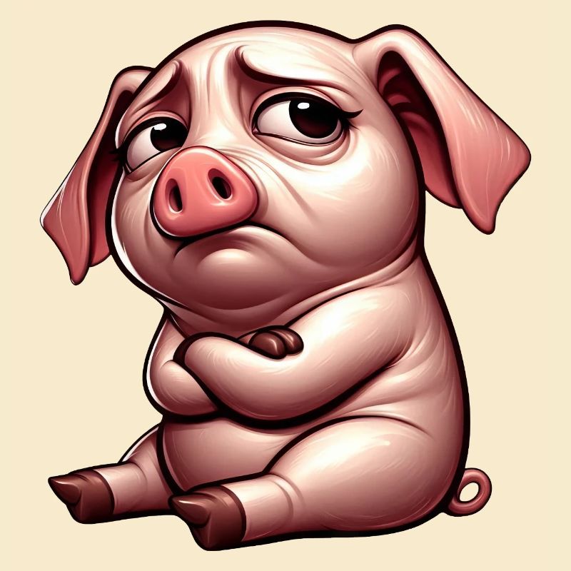 Mignon cochon de dessin animé têtu avec entrelacé