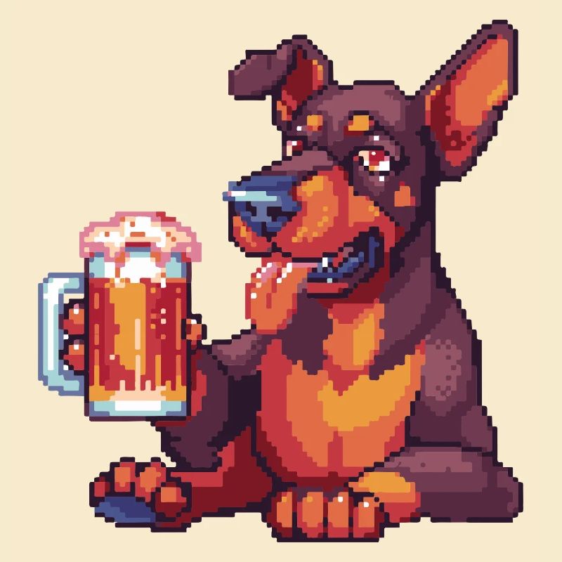 Dobermann Hund Pixel Bier