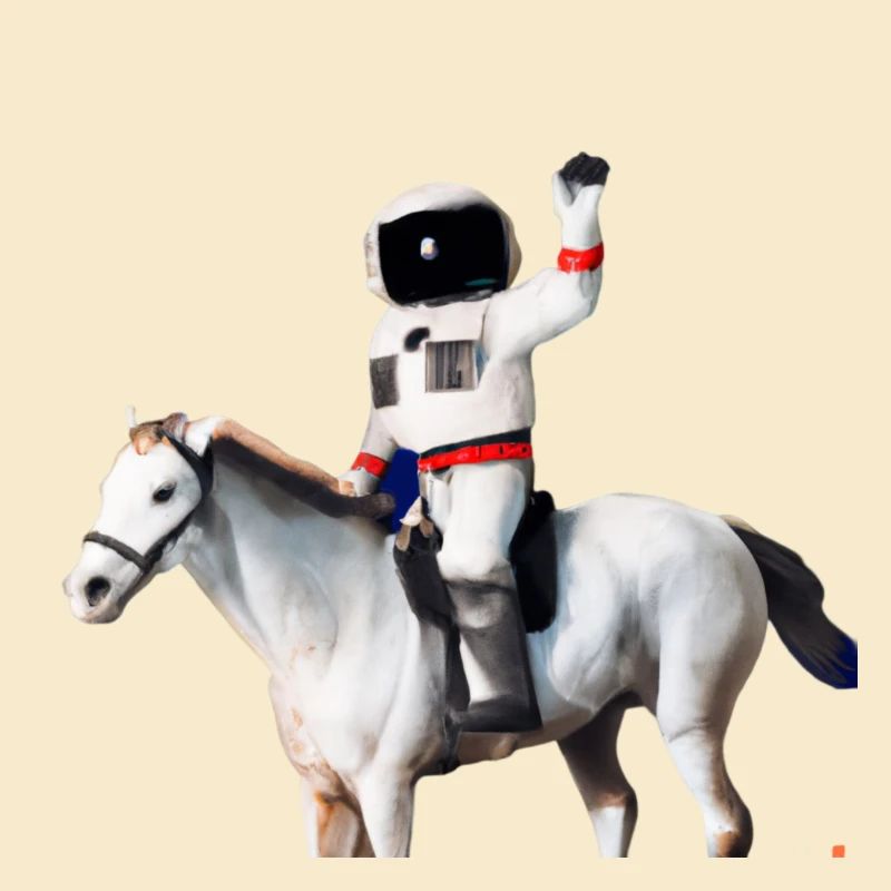 Astronaut reitet auf einem Pferd