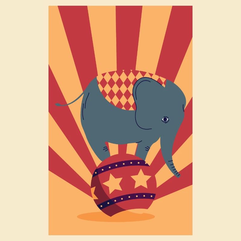 Retro -Elefant Einradfahrer Gift