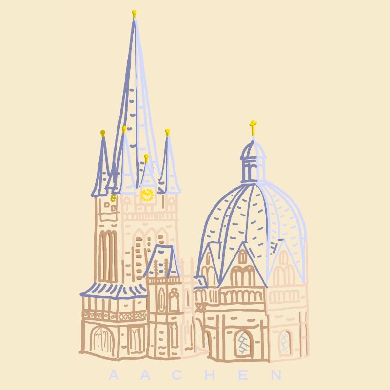 Cathédrale d’Aix-la-Chapelle, dessinée à la main