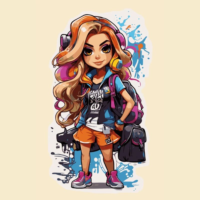 Mädchen Schoolgirl bunt mit Graffiti