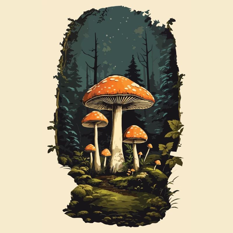 Vintage mushroom miracle toadstool in retro style