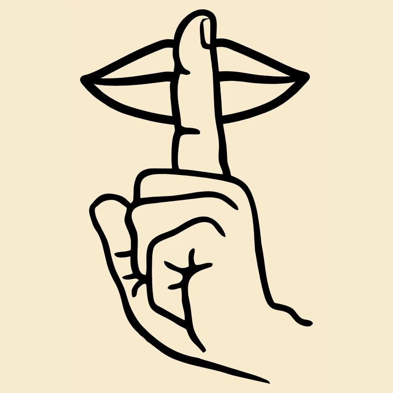 Hand with finger silence hand gesture