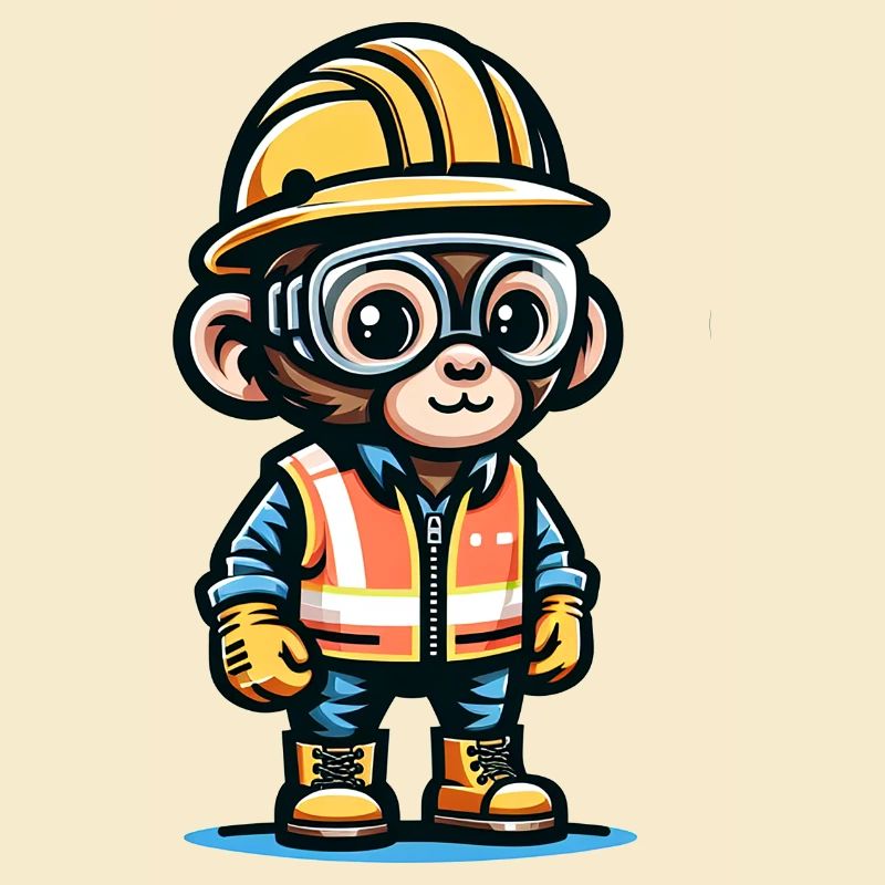 Cute Monkey Construction Worker