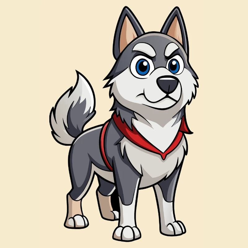 A Norwegian Elkhound with a determined expression