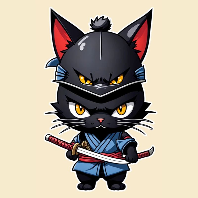 chat ninja - chaton samourai