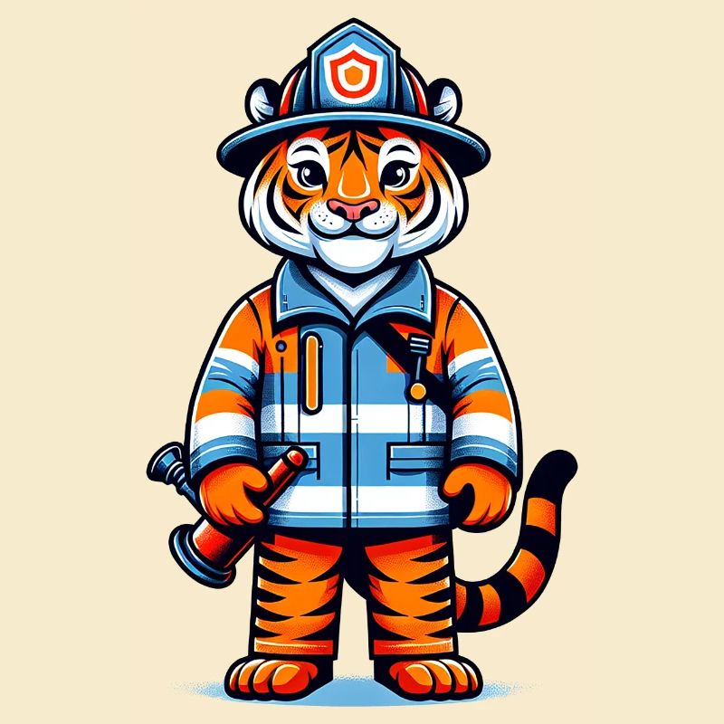Cute Tiger Firefighter