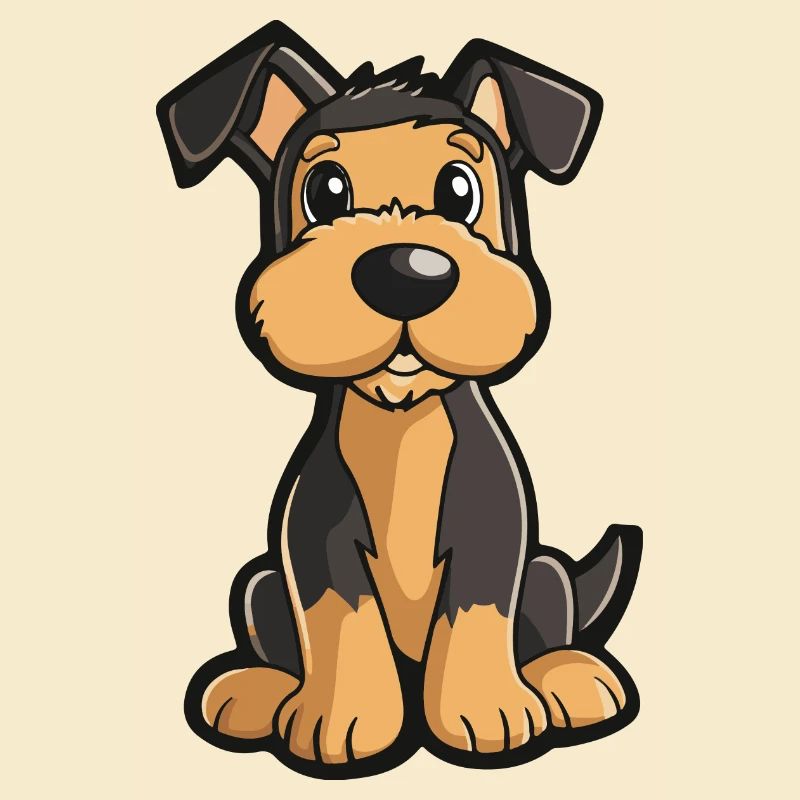 Airedale Terrier Dog Comic Cute