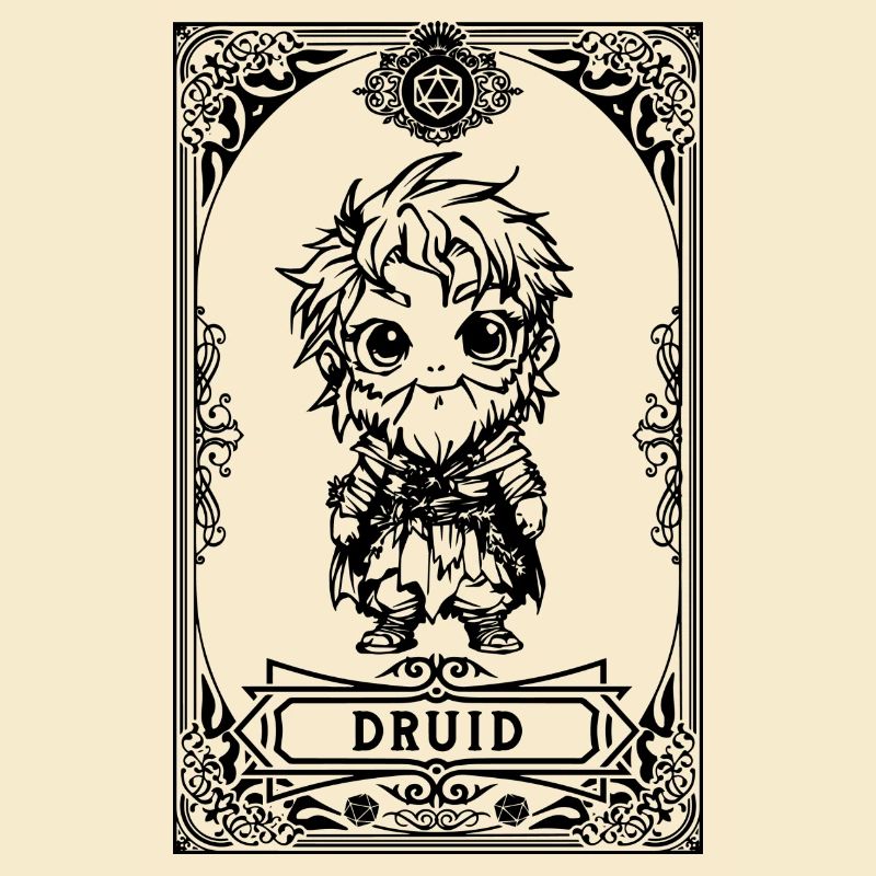 Druide RPG Tarotkarte Chibi