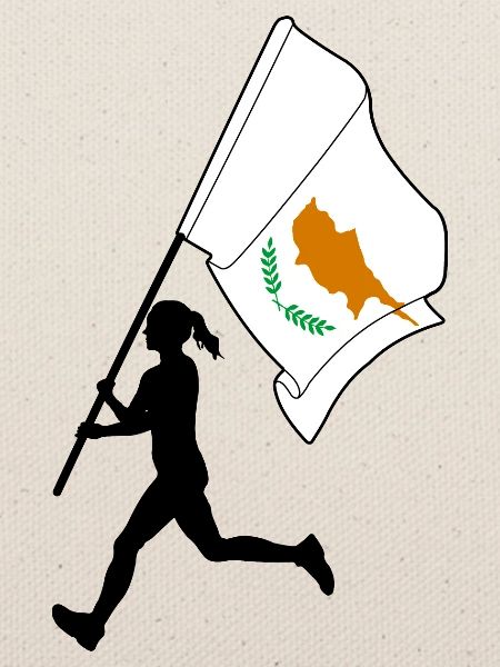 Zypern Flagge Frau Läuft