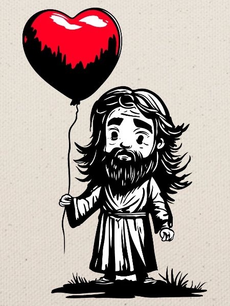 Jesus mit Herz Luftballon - Heartful Creatures