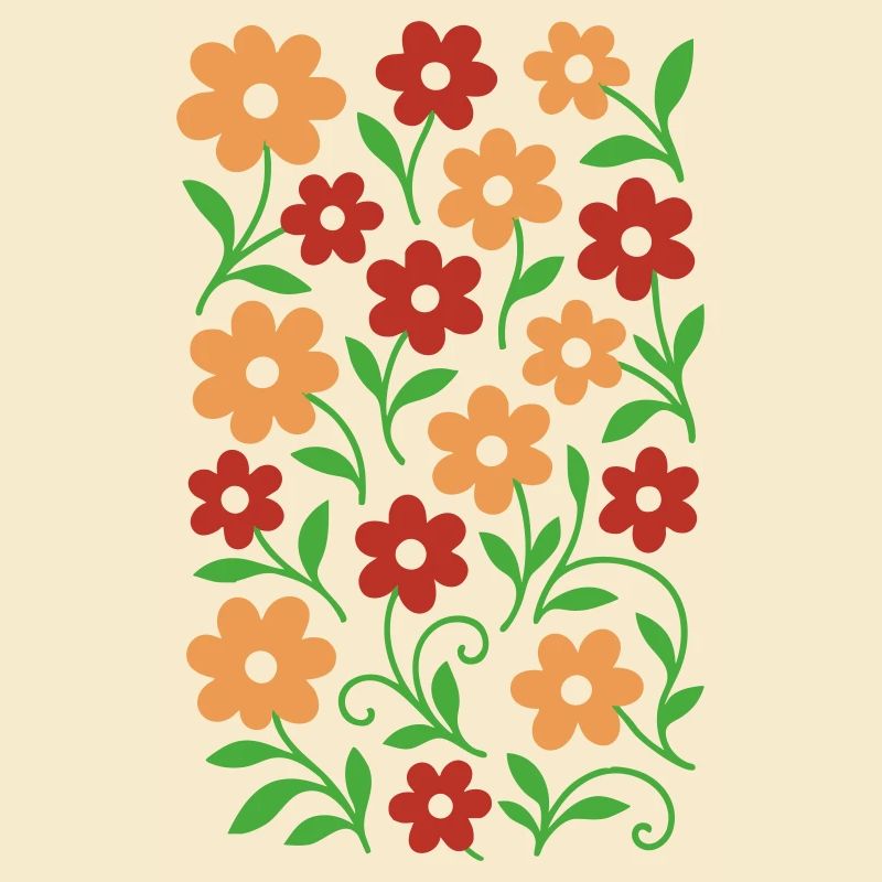 Retro Boho Blumenmuster - Herbsttöne Blumen