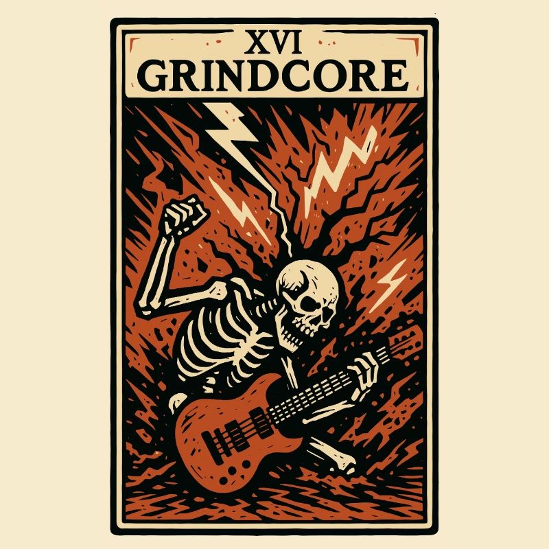 Grindcore Tarot Card – Explosive Skeleton Shred
