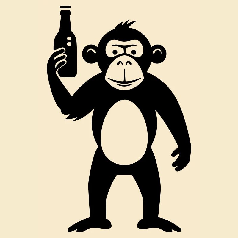 Singe avec bouteille de bière