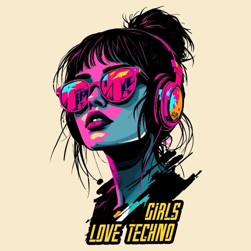 Neon Techno Mädchen Porträt