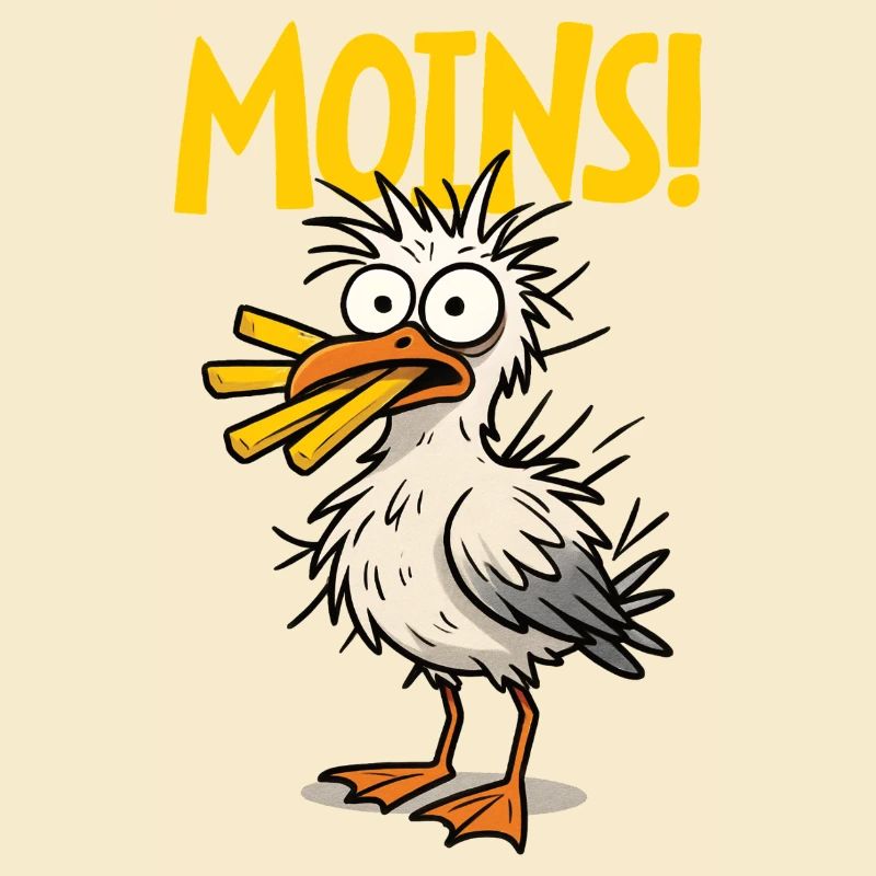 Moins Komische Möwe Mit Pommes
