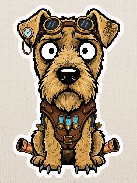 Steampunk Terrier Dog Propulsion und Fläschchen