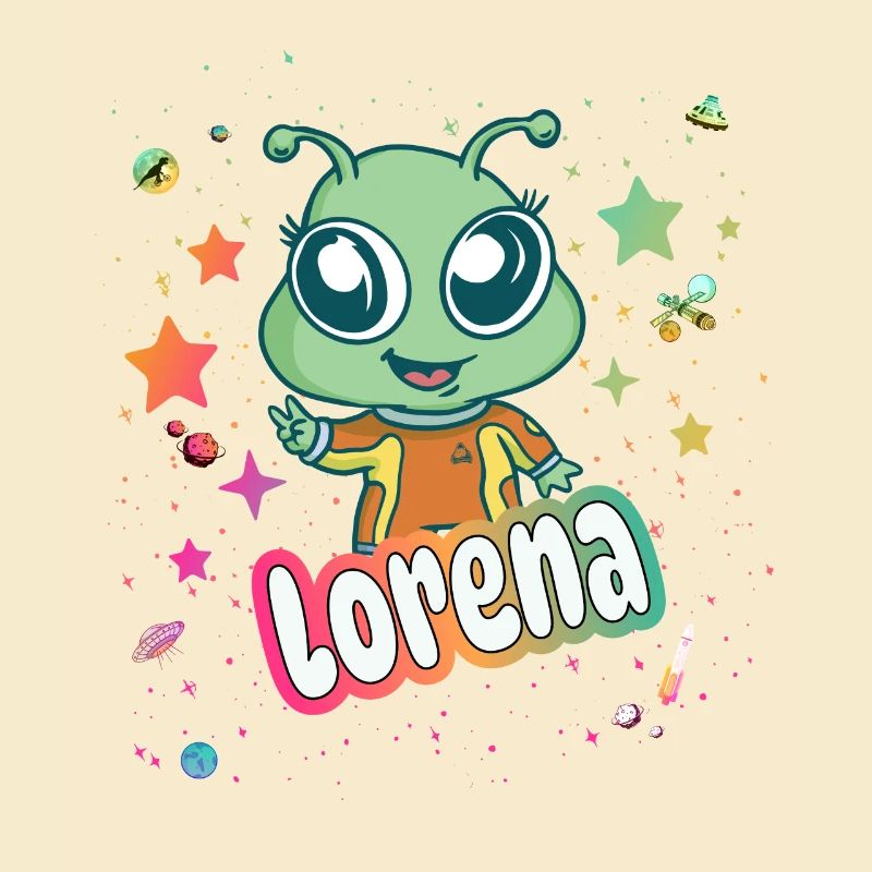 LORENA - Schöner Mädchen Name mit süßem Alien