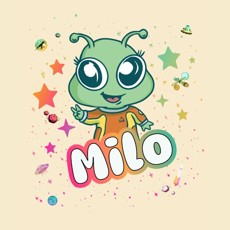 MILO - Beau nom de garçon avec un extraterrestre mignon