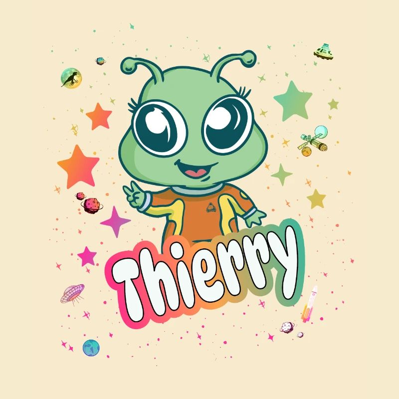 THIERRY - Beau nom de garçon avec un extraterrestre mignon