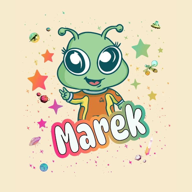 MAREK - Beau nom de garçon avec un extraterrestre mignon