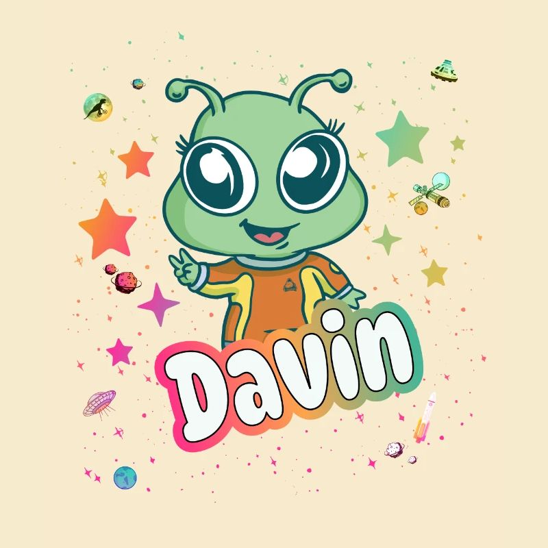 DAVIN - Beau nom de garçon avec un extraterrestre mignon