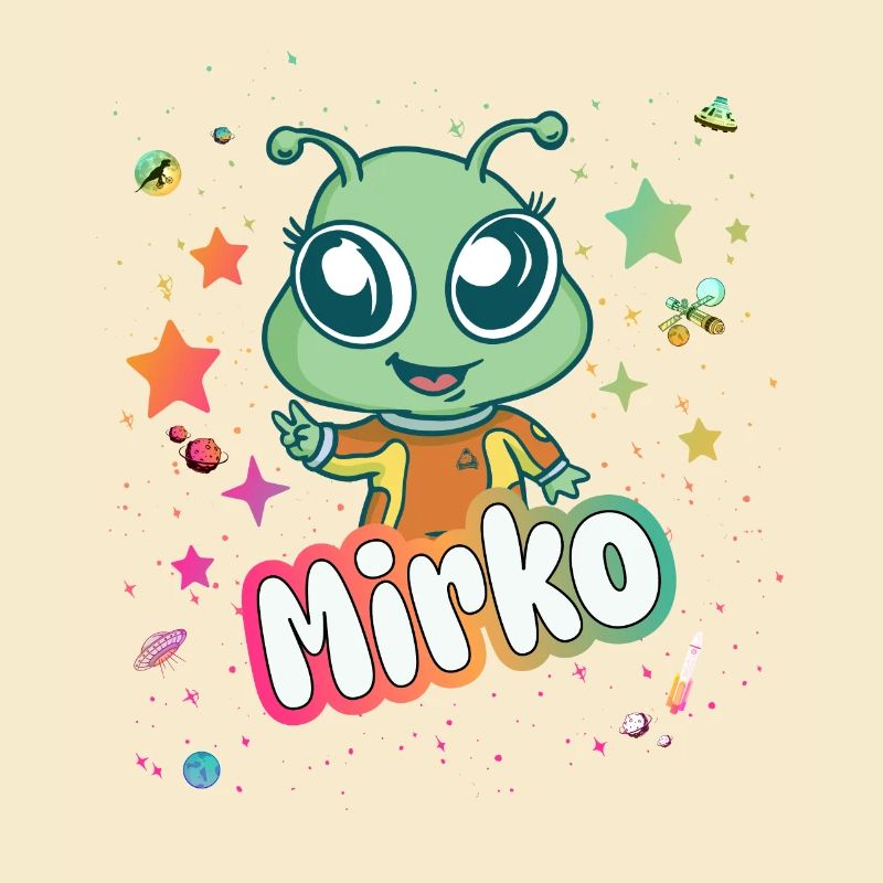 MIRKO - Beau nom de garçon avec un extraterrestre mignon