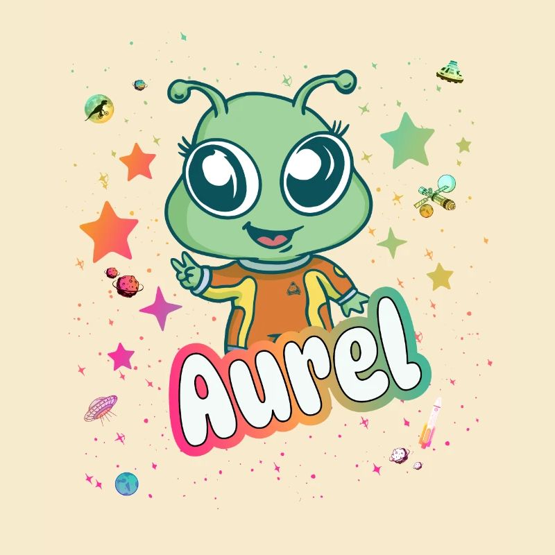 AUREL - Beautiful boy name with cute alien
