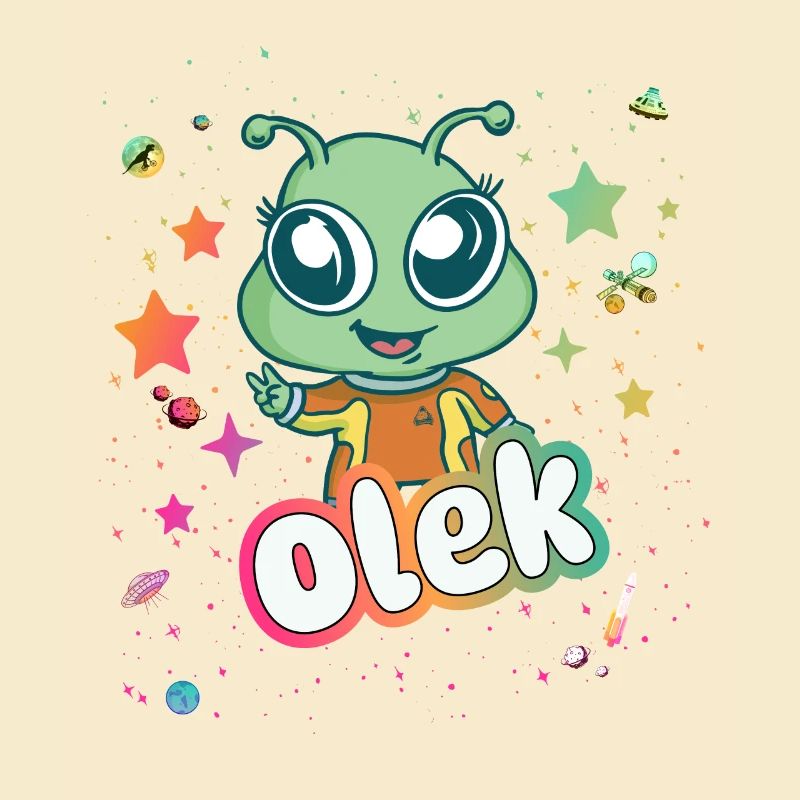 OLEK - Schöner Junge Name mit süßem Alien