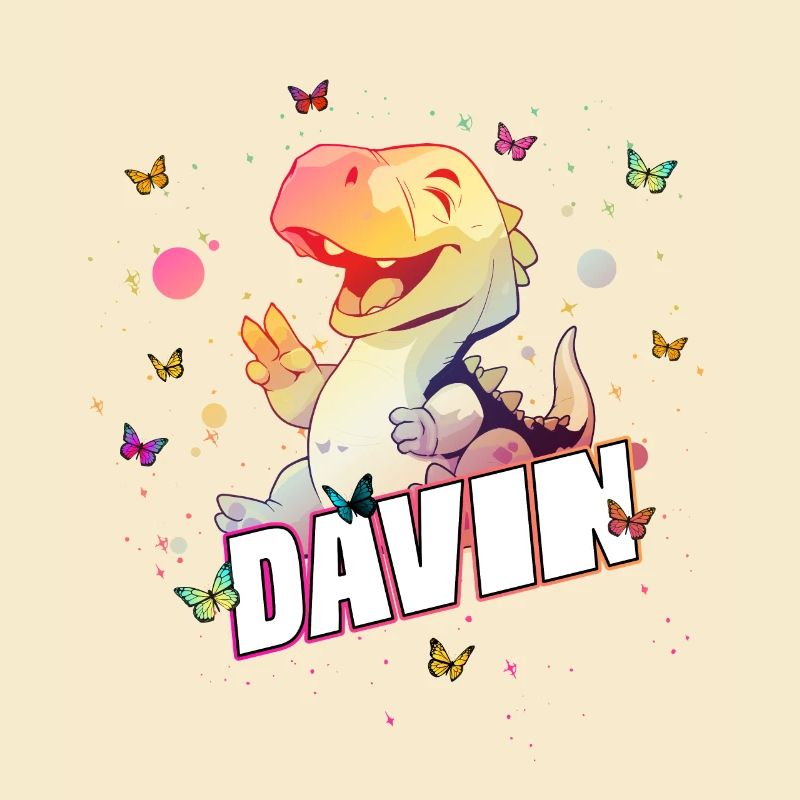 DAVIN - Beau nom de garçon avec mignon DINO T-REX
