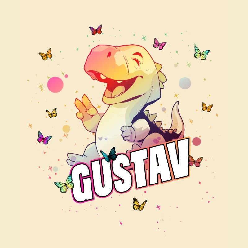 GUSTAV - Schöner Junge Name mit süßem DINO T-REX