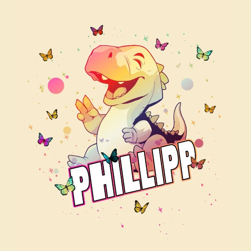 PHILLIPP - Beau nom de garçon avec mignon DINO T-REX