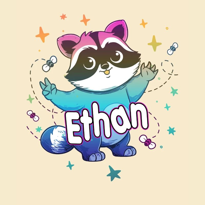 ETHAN - Beau nom de garçon avec un raton laveur mignon